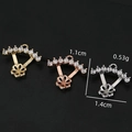 Colgantes de pendientes de abanico bañados en oro de 18k con circonitas para joyería DIY - Estilo de Fila de Taladro en Forma de Abanico (PJ0085) / Rosa oro