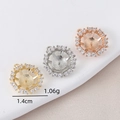 Base redonda de circonita para perlas de joyería en colores oro plata y oro rosa - Estilo de Circonia Incrustada Redonda (PJ0089) / Rosa oro