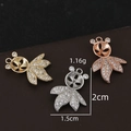 Colgante de oso chapado en oro de 18K para joyas DIY con circonitas brillantes - Estilo Oso Flor (PJ0083) / Rosa oro