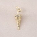 Macro detail of 18K gold plated umbrella charm with sparkling zircon for DIY jewelry - Umbrella Shape (PJ0122) / Gold