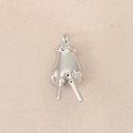 Close-up of a polished silver V-gesture charm with a bail for necklace or bracelet - Victory Gesture Style (PJ0128) / Silver