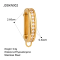 Connecteur bikini en acier inoxydable doré avec zircons blancs de 2,85 cm - Boucle de Zirconium Rectangulaire (JDBKN002)