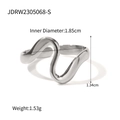 Minimalistischer silberner Wellenring aus Edelstahl mit 1,85 cm Innendurchmesser - Silberner Wellenförmiger Offener Ring (JDRW2305068-S) / Silber
