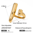 Bague ouverte géométrique ajustable en acier inoxydable doré au design asymétrique - Haricot Asymétrique Ouvert(JDR2407047)