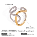 Irregular wavy stainless steel ring in two-tone gold and silver finish for women - Minimalist Wave Bicolor Style (JDRW2409022-PS)