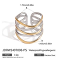 Two-tone interlocking stainless steel ring featuring waterproof gold and silver layers - Multi-layer Intertwined Contrast Style (JDRW2407008-PS)