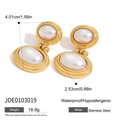 Orecchini pendenti con perle vintage in acciaio inossidabile dorato impermeabile - Stile Perla Ovale a Doppio Strato (JDE0103019)