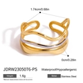 Two-tone wavy layered ring in gold and silver finish, hypoallergenic stainless steel - Multi-layer Wave Contrast Style (JDRW2305076-PS)