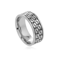 Vintage-Ring aus Edelstahl mit Yin-Yang-Fischmuster und schwarzer Oxidation in Silber - Silber