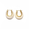 Eleganti orecchini a cerchio a U in metallo dorato e resina crema con stile retrò - Stile a U Spesso Vintage (GDE20251209)