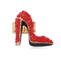 Retro gold elastic ring featuring a high heel design with sparkling red rhinestones - Red And Gold