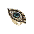 Golden evil eye open ring featuring colorful zircon crystals in a minimalist fashion style - Open Adjustable Style / Multi-color/KC Gold