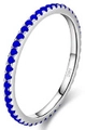 Eternity ring in S925 sterling silver featuring full band of dark blue round crystals - Size 5 / Blue