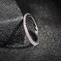 Minimalist silver ring with full circle of pink cubic zirconia stones for women - Size 5 / Pink