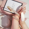 Elegantes Goldschmuck-Set mit Armband und Ring aus Zirkonia im Baguetteschliff - US 5 / Gold