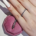 Minimalist silver ring featuring alternating black and white round-cut sparkling crystals - Black & White Stripe