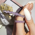 Silbernes Ring-Set mit rosa rechteckigen Zirkonia-Steinen in einer luxuriösen Box - US 5 / Rosa