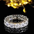 Macro shot of eternity ring with square-cut cubic zirconia on black background - Size 5 / Square Cut Eternity White Style (r5580)