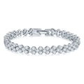 Lussuoso bracciale tennis argento a più file con pietre di zircone e chiusura a scatto - Stile a Tre File di Strass Rotondi (Style 9)