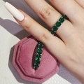 Elegant silver band ring with a full circle of square-cut green cubic zirconia stones - US 5 / Green
