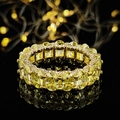 Luxurious gold ring set with large yellow gemstones and brilliant white cubic zirconia accents - US 5 / Gold