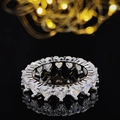 Elegant heart-cut eternity ring with sparkling stones on a reflective black background - Size 5 / Heart Shape Full Diamond White Style (r4578)