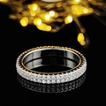 Luxurious double-row crystal eternity ring in silver and gold dual-tone finish - Size 5 / Double Row Full Diamond White Style (r4414)