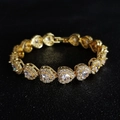 Elegant 18K gold plated heart chain bracelet with sparkling cubic zirconia crystals - Heart-Shaped Full Rhinestone Gold Style (s5777 Gold)