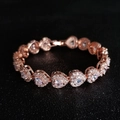 Elegant 18K rose gold plated bracelet featuring linked heart-shaped zircon stones - Heart-Shaped Full Rhinestone Rose Gold Style (s5777 Rose Gold)