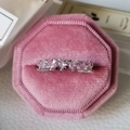 Silver ring set with heart-shaped pink stones in a premium pink velvet octagon gift box - US 5 / Pink