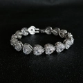 Elegant 18K white gold plated bracelet with sparkling heart shaped cubic zirconia stones - Heart-Shaped Full Rhinestone Silver Tone Style (s5777 White)