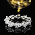 Pear cut moissanite eternity ring in silver finish with multi-stone pavé setting - Size 5 / Pear Cut Full Eternity White Style (r6354)