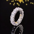 Elegant square-cut moissanite eternity ring in silver finish with emerald cut stones - Size 5 / Emerald Cut Full Eternity White Style (r6353)