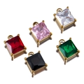 Pendentifs carrés en zircon de cinq couleurs avec serti griffes doré pour bijoux DIY - Carré / Rouge