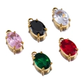 Pendentif ovale avec strass en cinq couleurs et placage d'or pour bijoux DIY - Courte Goutte d'Eau / Rouge