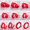 Red polyester satin ribbon set in ten widths from 6mm to 80mm for gift wrapping - 0.6cm / Red - 22cm/Roll