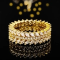 Luxurious gold eternity band ring with triple-row marquise and round cut crystals - US 5 / Gold
