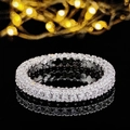 Three-row eternity wedding band in 18K gold with G-color moissanite stones - Size 5 / Round Full Diamond White Style (r5517)