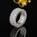 Silver eternity band with pave square and round zircons on a black mirror background - Size 5 / Full Baguette Round Diamond Style (r4575)