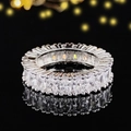 Luxury full circle eternity ring with baguette-cut cubic zirconia in silver finish - Size 5 / Full Eternity Emerald Cut White Style (r4573)