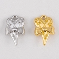 DIY jewelry charms featuring heart shapes with metal bows in gold and silver finish - Ribbon Heart / Silver