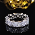 Silver ring band featuring a full circle of triangle-cut sparkling cubic zirconia - Size 5 / Triangle Cut Full Eternity White Style (r6505)