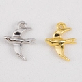 Pair of bird swallow pendants in gold and silver finish with circular top hanging rings - Swallow / Silver