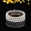 Luxury full marquise-cut eternity band in silver finish with pavé set crystals - Size 5 / Marquise Crisscross Full Eternity (r7035)