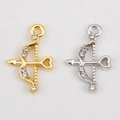 Cupid's arrow alloy charms with heart detail and rhinestones in gold and silver finish - Cupid's Arrow / Silver