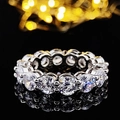 Princess cut eternity ring with sparkling round crystals in a luxury silver-tone setting - Size 5 / 5mm Round Prong Eternity Style (r6181)