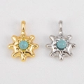 Golden and silver alloy star charms with turquoise center stones for DIY jewelry making - Turquoise Bead Style (Gold) / Blue (Gold Base)