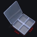 Detailed view of clear 4-compartment PP plastic storage box with size 8.5x9.3cm - Standard Multi Compartment Style