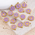 18k gold plated purple enamel charms featuring diverse symbolic patterns for DIY jewelry - Starfish Style (Starfish) / Purple