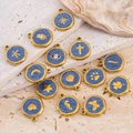 Blue and gold 18k plated stainless steel charms with mystical symbols for DIY jewelry - Starfish Style (Starfish) / Navy Blue